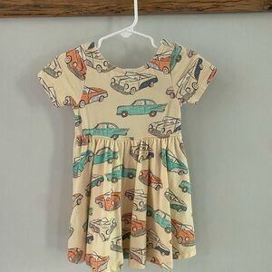 Tea Collection Kids Dress with Car Print - Cream and Multicolor